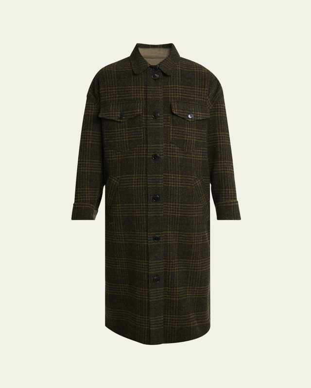 Gislene Long Plaid Shirt Jacket